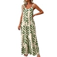thumbnail image 5 of PBFRDSJ Boho Wide Leg Jumpsuits for Women Sleeveless Spaghetti Strap Loose One Piece Rompers Ruched Flowy Vacation Jumpsuits, 5 of 6