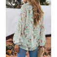 thumbnail image 4 of Women's Casual Boho Floral Print V Neck Long Sleeve Bohemine Loose Blouses Shirts Tops, 4 of 4