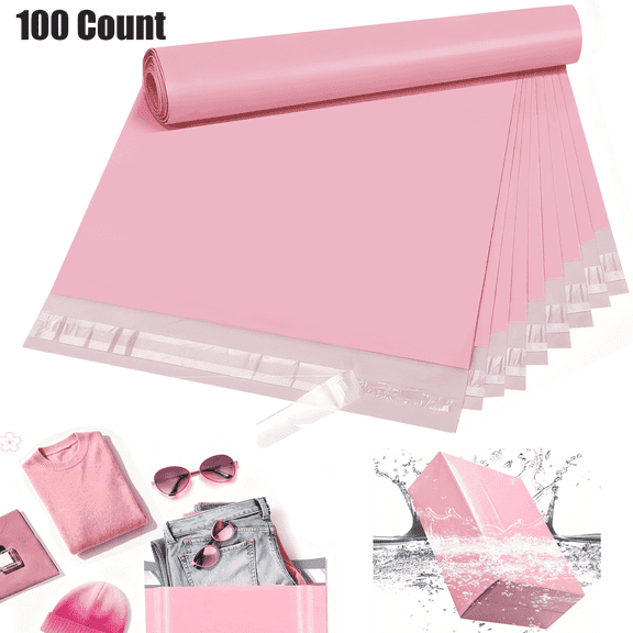 12 x 15.5 inch Large Poly Mailers 100Pcs, Pink Self Seal Shipping Bags Waterproof and Tear-Proof, Strong Thick Mailing Poly Bags for Clothing, E-commerce, Small Business
