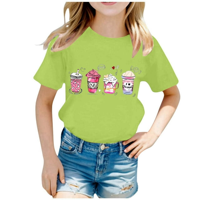 TZEWGL T-Shirts pour Enfants Imprimés Col Rond Manches Courtes Vêtements d'Été Amples pour Enfants Taille 2-4T