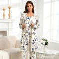 thumbnail image 2 of Eternatastic Women's 3 Piece Knit Lounge Set Pajama Long Sleeve Cardigan Sleeveless Top Pants Sweatsuit Pjs Sets, 2 of 8
