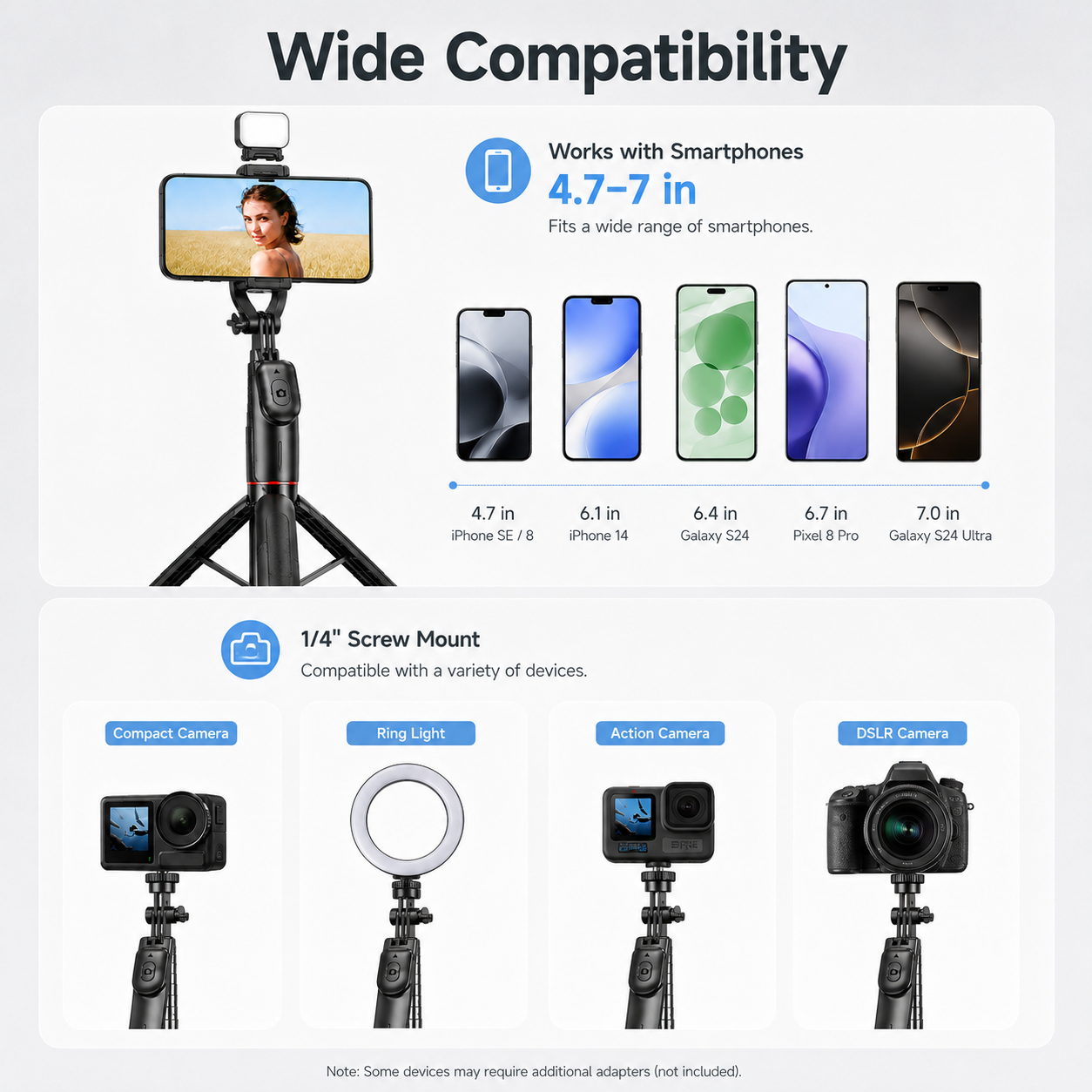 MUNXSRI 67" Phone Tripod with LED Fill Light & Remote photo 2