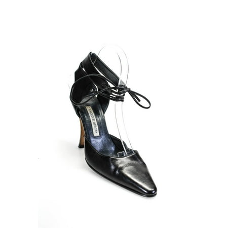 

Pre-owned|Manolo Blahnik Womens Pointed Toe Black Ankle Strap High-Heel Sandals Size 7.5