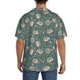 thumbnail image 5 of Naloa Hedgehogs and Flowers Men's Loose Fit Cuban Collar Short-Sleeve Shirt with Button-down and Chest Pocket for Everyday Wear Outings - Large, 5 of 7
