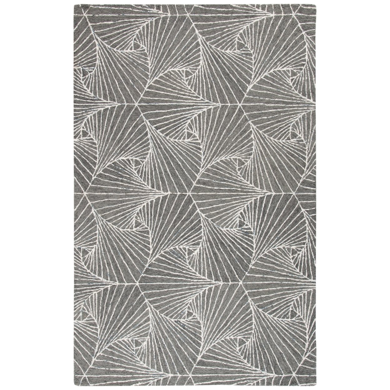 SAFAVIEH Micro-Loop Carver Geometric Area Rug, Grey/Ivory, 3' x 5'