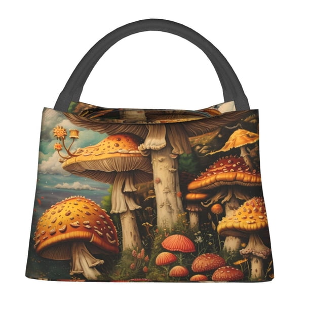 Easygdp Vintage Cloud Mushroom Bolsa de Almuerzo Insulada Reutilizable, Bolsa de Mano y Bandolera para Oficina, Trabajo, Viajes