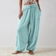 thumbnail image 5 of Pantalones Holgados Informales de Algodón para Mujer, de Pierna , con Costuras de Cordón y Bolsillos. Azul L, 5 of 9
