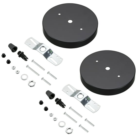 Aspen Creative 21512-12 Contemporary Fixture Canopy Kit, 5-1/8" Diameter, 7/16" Center Hole, Matte Black, 2 Sets/Pack