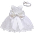 thumbnail image 2 of Coerni Girls' Tulle Flower Princess Wedding Dress 3 6 9 12 18 Months Baby Girl Bowknot Tutu Gown Dress with Headwear, 2 of 9