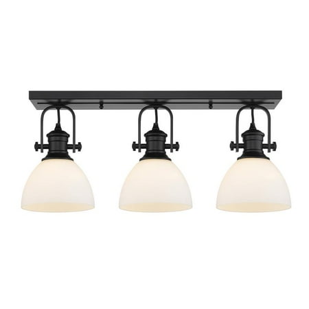 

Golden Lighting Hines 3 Light Semi-Flush in Matte Black with Opal Glass