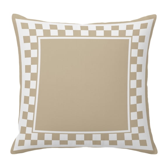 Throw Pillow Covers 20x20 Inch, Beige Geometric Decorative Pillow Cases for Couch Sofa Bed, Modern Abstract Art Plaid Gingham Cotton Linen Square Home Decor Pillowcases with Hidden Zipper