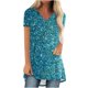thumbnail image 1 of Mujeres de Manga Larga Superior, Estampado Corto Delantero Larga Espalda Raglan Cuello en V Camiseta de Manga Corta, Casual, 1 of 9