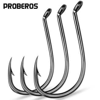 10-Pack Extra Strong Offset Circle Fishing Hooks With Leader – Black Nickel Coated, High Carbon Steel, Saltwater Ready