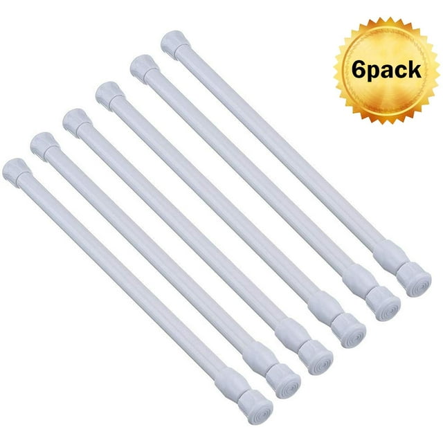 6PCS Tension Rods Spring Rod 28 to 48 inch Curtains Rod for Kitchen Window Bathroom(Black)