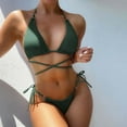 thumbnail image 2 of Conjunto de Bikini de vendaje sólido cómodo para mujer, traje de baño con almohadilla de realce, ropa de playa OAVQHLG3B Store  lin121212, 2 of 4