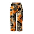 thumbnail image 4 of YOIAVAIOY Capri Pants for Women Casual Tropical Floral Print Cropped Pants Elastic High Waist Drawstring Summer Beach Capris Orange M, 4 of 7