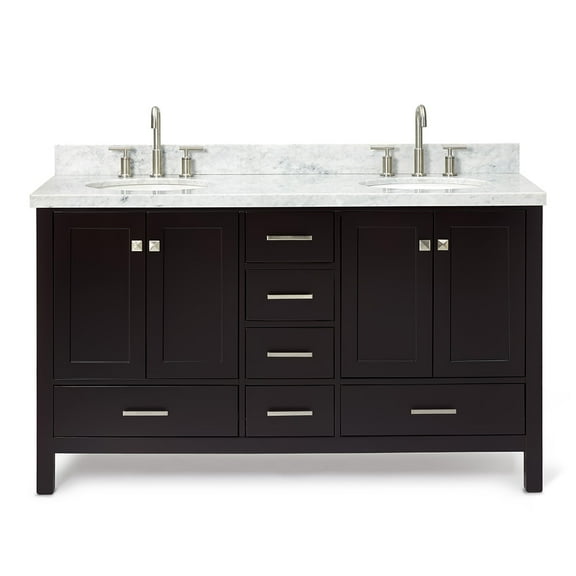 Ariel A061D-VO-ESP Cambridge 60" Free Standing Double Basin Vanity Set - Brown