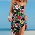 thumbnail image 2 of CHUMUD Short Dresses for Women Hawaiian Tropical Print Cami Sleeveless Crew Neck Dress A Line Mini Dress Summer Beach Vacation Sundress Casual, 2 of 7