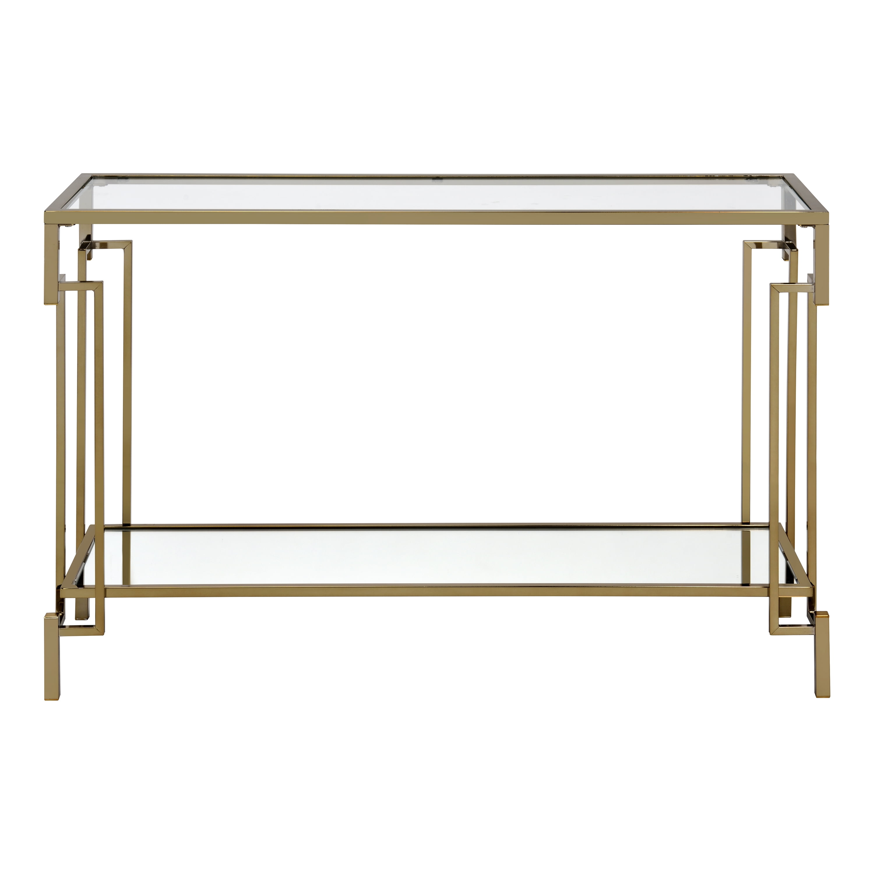 Furniture of America Triste 1-Shelf Glass Top and Metal Champagne Sofa Table