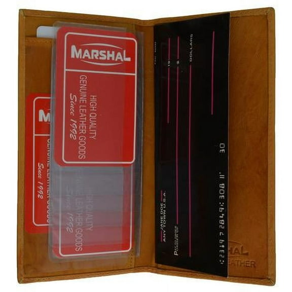 Genuine Cowhide Leather Classic 2-Compartment Checkbook Cover, Black, 1-Pack