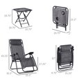 thumbnail image 3 of Outsunny Zero Gravity Chair Set with Folding Table & Cup Holder Dark Grey, 3 of 10