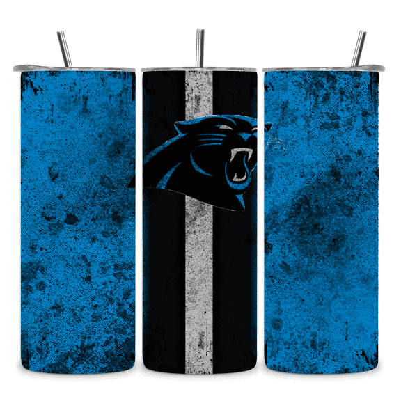 Alpha Printing 20oz Tumbler with Straw – Panthers Look-Alike Sports Grunge Edition, Insulated Stainless Steel Mug
