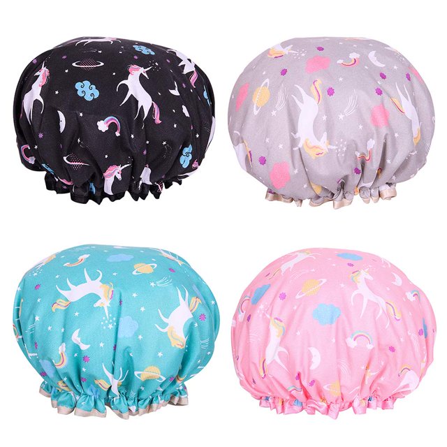 Tapa de baño de microfibra de ducha - Bonte de ducha diseñado para mujeres y niñas con tapas impermeables accesorios de baño de doble capa reutilizables (4 paquete) esquí esquí Gafas de esquí