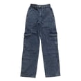 thumbnail image 4 of Bibifish Womens Jeans Dark Blue Elastic Waist Cargo Tapered Denim Pants Multi-Pocket Detail Relaxed Fit Casual Daily Wear Trendy Jeans, 4 of 5