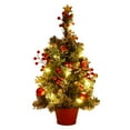 thumbnail image 6 of 20 Inch Tabletop Mini Christmas Tree Pre-lit Artificial Mini Christmas Tree with Warm LED Lights, Red Berries Balls Ornaments for Christmas Home Indoor Decorations, 6 of 7