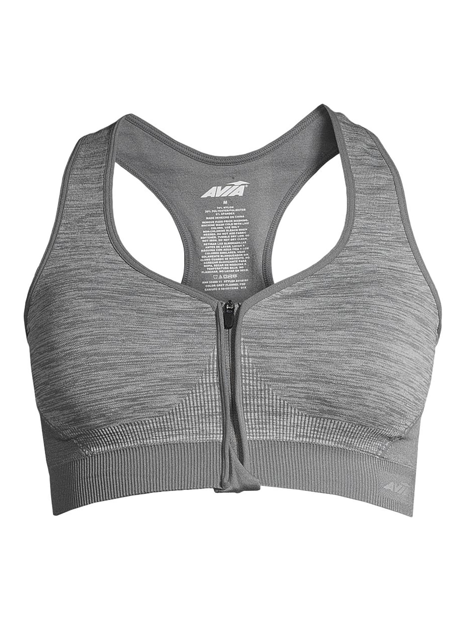 Avia Women’s Seamless Zip Front Sports Bra