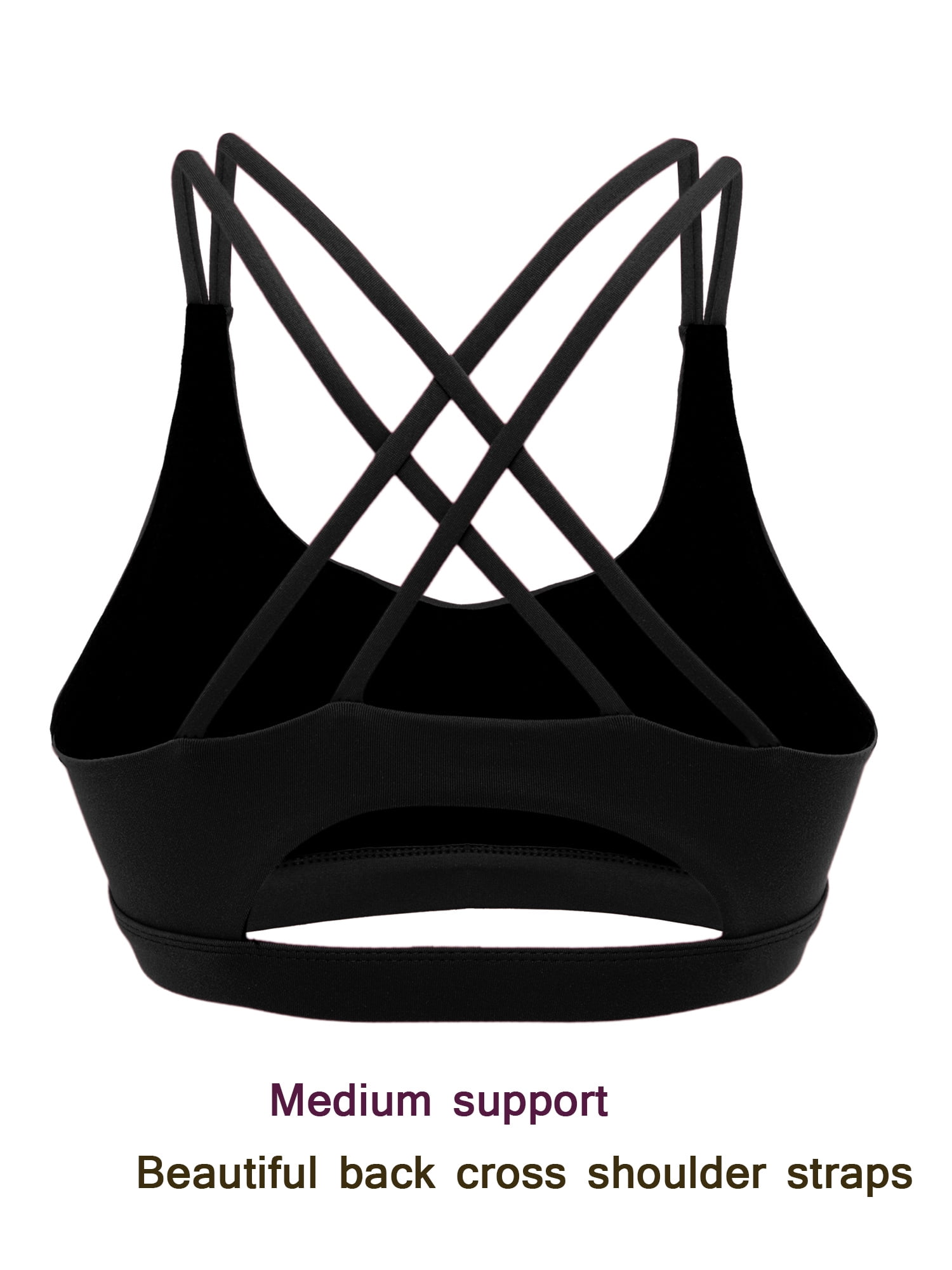 Women's Seamless Active Sports Cross Back Sport Bras Padded Strappy Bra  Middle Impact With Removeable Pads 