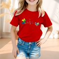 thumbnail image 2 of WERYOUNG T-Shirts Filles Garçons Été Décontracté Imprimé Cœur d'Amour Manches Courtes Col Rond T-Shirts Enfants Polyvalent Tee, Rouge, 8-9 Ans, 2 of 4