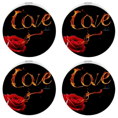 

Night Lights Plug Into Wall [4 Pack] Night Light for Kids LED Nightlight with Dusk to Dawn Sensor for Bathroom Decor Children Room Fire Flame Love Rose Valentine S Day