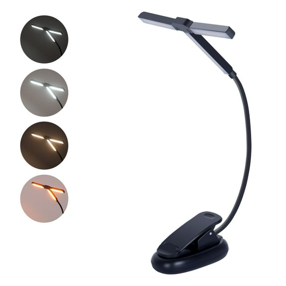 LumeEase Tri-Head Book Light, 3 Colors & 5 Brightness Levels, Eye-Caring Clip on Reading Book, 1000mAh Rechargeable Book Light for Reading in Bed, 10-100 Hours,