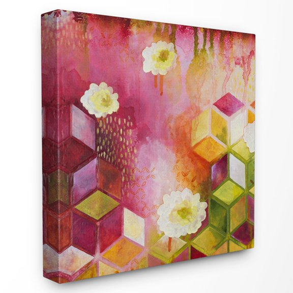 The Stupell Home Decor Collection Painted Abstract Colors Cubes Shapes Canvas Wall Art