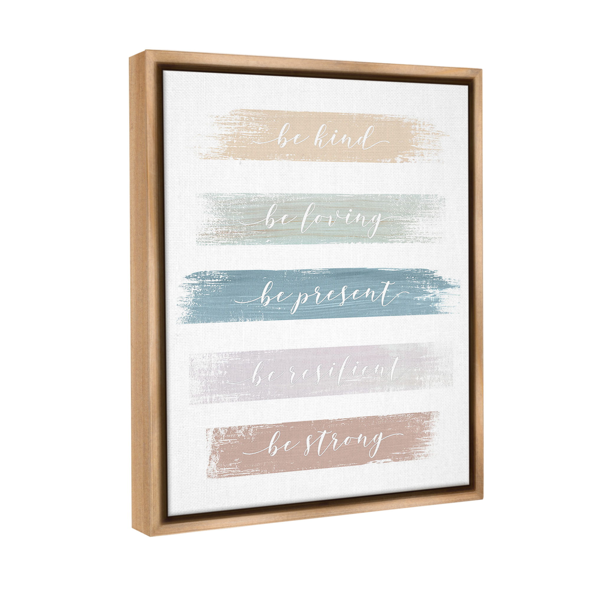 Stupell Industries Be Strong Inspirational Inspirational Painting Brown Floater Framed Canvas Art Print Wall Art, 25 x 31