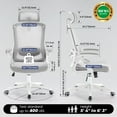 thumbnail image 7 of Nexthro Ergonomic Office Chair, 400 LBS Computer Chairs with Adjustable Lumbar Support, Breathable Mesh Desk Chair Ergonomic with Thickened Cushion, Comfy Home Office Desk Chair (White/Gray), 7 of 7