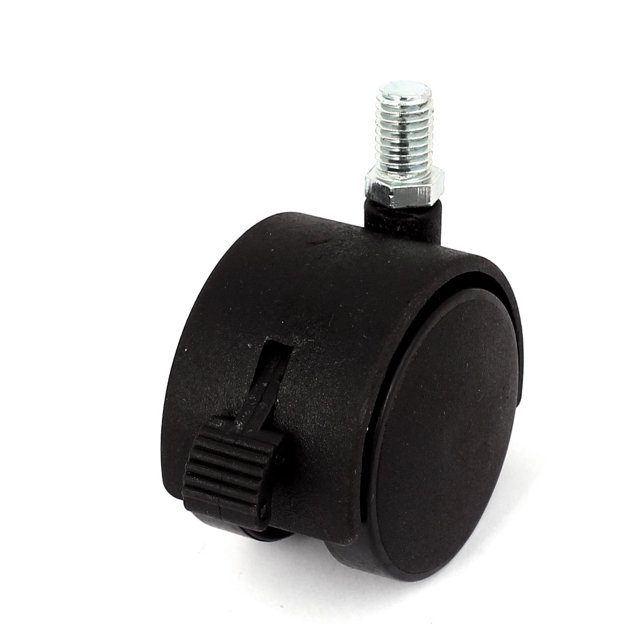 Unique Bargains 10mm Tige Filetée 2' Dia Double Roue 360 Rotation Serrure Roulette de Frein Noir