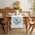 thumbnail image 3 of Easter Rabbits Eggs Table Runner 108 Inches Long for Kitchen Dining, Watercolor Floral Daisy Bunny Bow Spring Dresser Scarf Farmhouse, Dining Table Decorations for Wedding/Parties, 13 x 108 In, 3 of 8