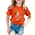 thumbnail image 1 of PMVFHDE Hauts pour Fille Tendance Manches Courtes Tunique Manches Courtes pour Sortir Carnaval d'Enfants Imprimé Col Rond T-Shirt Manches Courtes Orange, 3-4 Ans, 1 of 4