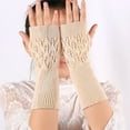 thumbnail image 2 of Womens Mens Winter Gloves Winter Clothing for Women Elegant Fingerless With Delicate Leaf Cutout Design for Fashionable Cold Weather Hand Wear, 2 of 3