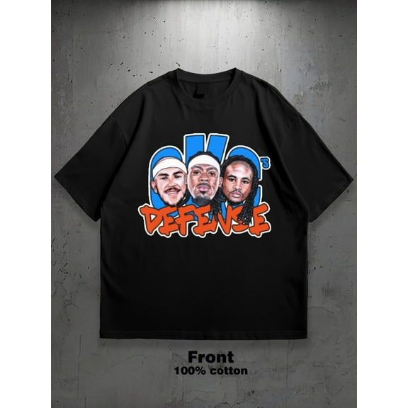 Men's OKC DEFENSE Graphic T-Shirt - 100% Cotton Unisex Streetwear Tee with Graffiti-Style Print, Geometric Patterns & Vibrant Colors, Regular Fit Short Sleeve for Casual Wear, Gym, Golf, Gifts
