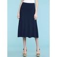 thumbnail image 2 of Made by Johnny Women's Lightweight Fold Over Flared Midi Skirt S NAVY, 2 of 6
