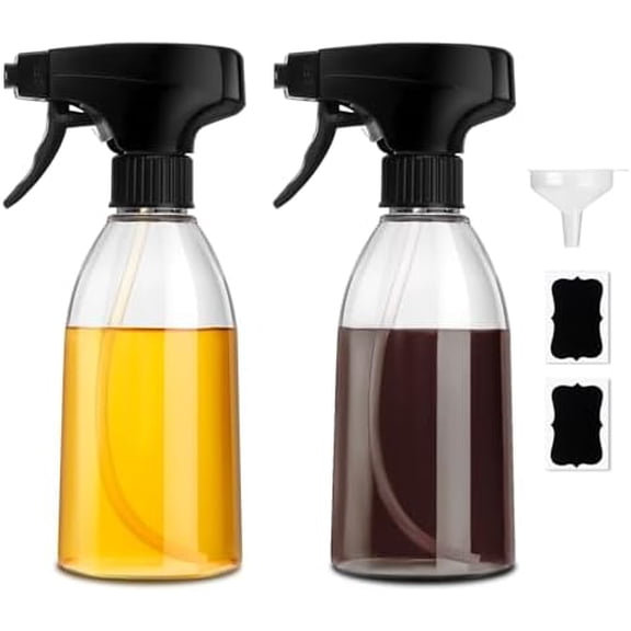 GMISUN Oil Sprayer for Cooking, 2 Pack Olive Oil Spray Bottle, 10 fl oz Food-Grade Plastic Oil Spritzer Mister, Refillable Oil Dispenser Bottle for Salad, BBQ, Grilling, Kitchen Baking, Roasting