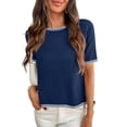 thumbnail image 5 of vigerkar Womens Knit Sweater Tops Short Sleeve Summer Tops Clothes Trendy T Shirts Fall (Navy, XL), 5 of 8