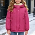 thumbnail image 2 of Kogui Rain Jacket Girls Girls Fleece Lined Jacket Warm Windproof Hooded Zip Up Kids Winter Coat with Pockets Sizes 1-14Y (Hot Pink,11-12 Years), 2 of 7