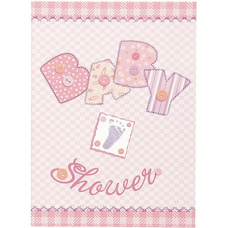Pink Stitching Baby Shower Invitations, 8pk