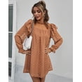 thumbnail image 2 of Ruffle Neck Ruffle Shoulder Long Sleeve Shift Dress for Women, 2 of 3