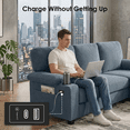 thumbnail image 4 of Howcool 80" Convertible Sectional Sofa Couch, L-Shaped Loveseat with Storage Ottoman, USB Ports, Cup Holders & Deep Seats, Modern Teddy Fabric Couch for Apartment Living Room Small Space, Dark Grey, 4 of 7