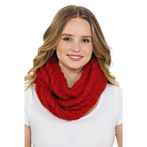 BASICO Women Infinity Scarf Red Scarf Knitted Neck Warmer | Winter Scarf for Women